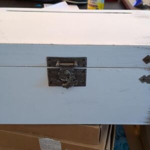 White Wooden Box with Metal Latch